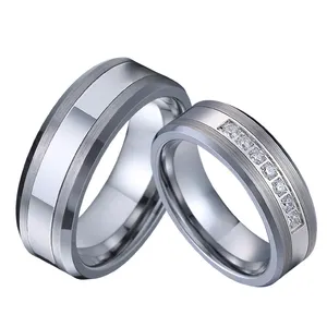 Gioielli in titanio dito anello in argento sterling 925 Coppia Wedding Band carburo di Tungsteno Anelli per gli uomini e le donne 6 millimetri