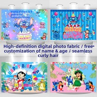 Personnalisation d'affiche d'anniversaire Lilo & Stitch, toile de fond sur le thème de Stitch, décoration suspendue, panneau photo en KT, impression numérique moderne pour fêtes