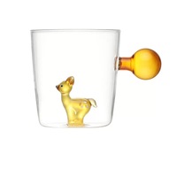 Tasse à lait en verre personnalisée, motif de dessin animé 3D, style mignon, résistante à la chaleur, capacité de 300-400 ml, cadeau de Noël, tasse à café