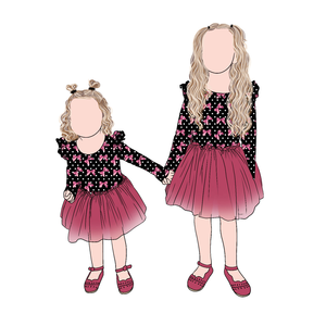 Vestito Tutu per Bambina Little Glow Kid Personalizzato con Maniche Lunghe, Pieghe Arricciate, 2 Strati di Tulle e Maniche a Sbuffo - Product Image 2