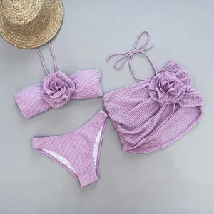 3 Paquetes de Bikinis sexis con falda Biquini brasileño Floral traje de baño mujeres 2024 <span class=keywords><strong>vientre</strong></span> <span class=keywords><strong>plano</strong></span> traje de baño trajes de baño ropa de playa - Product Image 5
