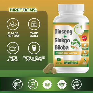 Marque privée OEM ODM Prix d'usine Comprimés d'extraits de plantes naturels Ginseng Ginkgo <span class=keywords><strong>Biloba</strong></span> Capsules de poudre de <span class=keywords><strong>Gingko</strong></span> <span class=keywords><strong>Biloba</strong></span> - Product Image 4