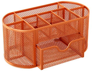 Mesh Desk <b>Organizer</b> with Compartments Desk Accessories Workspace <b>Organizers</b> for Office School Home Supplies Orange - Product Image 1