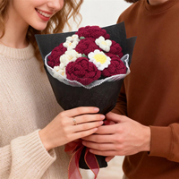 Bouquet de fleurs artificielles au crochet, cadeau pour la fête des mères, Noël, le Nouvel An, un anniversaire, un anniversaire de mariage - Matériel en coton pour filles