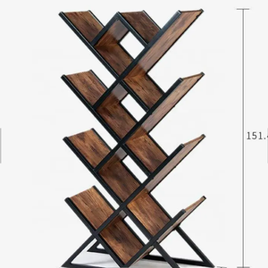 Estantería de madera y Metal para libros, estantería moderna con diseño de decoración <span class=keywords><strong>Diagonal</strong></span> para el hogar, almacenamiento en forma de árbol - Product Image 5