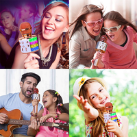 Microphone portable 3-en-1 pour tous les smartphones, cadeaux, karaoké sans fil, microphone sans fil portable Bluetooth