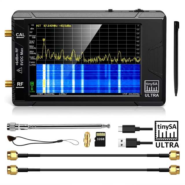 ZYSY )New ULTRA TinySA 100K 5.3GHz K- RF Signal Generator Handheld Tiny Spectrum Analyzer With 4-Inch Display For