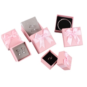 Elegant Custom 9*9*3cm Colorful Bow Ribbon Jewelry Box Fashion Paper Material for Necklace Bracelet <b>Earrings</b> Ring <b>Gift</b> <b>Boxes</b> - Product Image 1