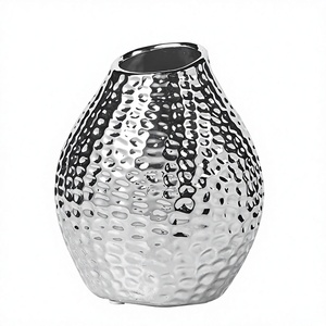 Modern Hammered aluminium Tabletop Vase Handmade Decorative Flower Pot for Home Interior Design - Product Image 1