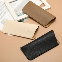 Nouvel étui à lunettes rectangulaire en cuir souple tricolore à motif litchi, avec cadre incliné, portable et minimaliste, sac de rangement