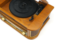 Tocadiscos Todo en Uno de Madera MDF, Reproductor de Vinilo con Sonido Estéreo, Reproductor de Casetes, CD, USB, SD, Radio AM/FM, Fonógrafo
