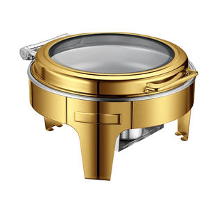 Grand réchaud de présentation doré, chauffe-plats électrique sans fumée, en acier inoxydable, pour restaurants et hôtels, OEM - Product Image 1