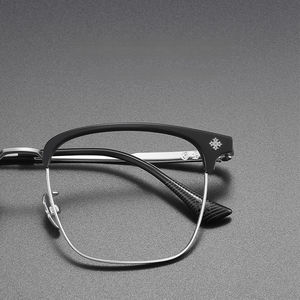 Montures de lunettes semi-cerclées simples, lunettes optiques minimalistes, légères et tendance pour femmes - Product Image 3