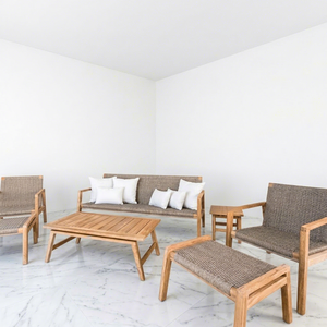 Tables d'extérieur en teck de qualité professionnelle, minimalistes, à lattes, pour patio, bureau central, mobilier de terrasse résistant aux intempéries, fourniture pour projets hôteliers - Product Image 6