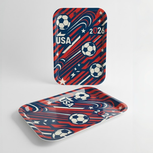 Bandeja Rectangular de Melamina Ecológica de 15'' con Diseño Personalizado Temático <span class=keywords><strong>2026</strong></span> para Servir, Decoración para Fiestas y Días de Juego, Marca Kingwell - Product Image 1