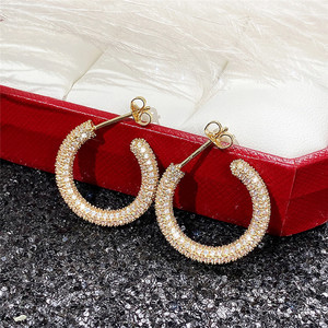 Orecchini a Cerchio in Stile Francese con Cristalli Incastonati per Donne, Accessori Vintage per Uso Quotidiano e Feste - Product Image 2