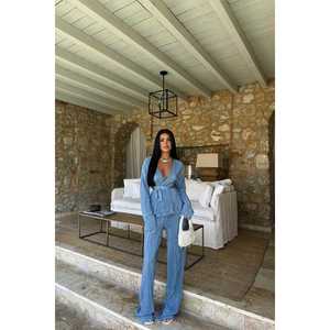 Ensemble de robes décontractées en crêpe indigo - Product Image 3