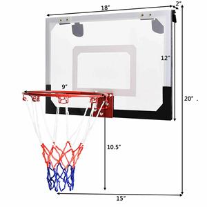 Mini Canestro da Basket da Interno da Appendere alla Porta o alla Parete, Set con Accessori Completi, Giocattolo per Bambini - Product Image 4