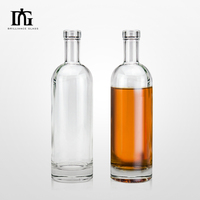 Nouveau design Bouteilles en verre dépoli 500ml 750ml Rhum Tequila Vin Brandy Bouteille vide avec liège
