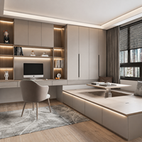 Lit sur mesure avec table relevable intégrée, armoire de rangement, bureau, lit plateforme multifonctionnel pour chambre et bureau