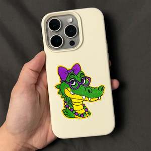 Autocollants en tissu brodés avec logo de la fête de carnaval de la Nouvelle-Orléans, masque King's Cake, patch à repasser, étiquette de broderie informatique - Product Image 5