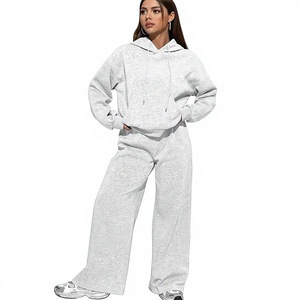 Conjunto Deportivo Gris para Mujer, Sudadera con Capucha de Manga Larga, Color Sólido, Pantalones con Cintura Elástica, Transpirable, de Peso Medio, para Correr - Product Image 1