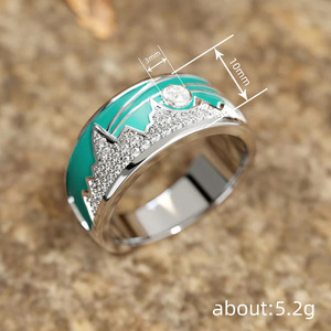 Anello Smaltato Vintage con Motivo Alba di Montagna per Donne, Gioiello Artistico da Dito alla Moda - Product Image 5