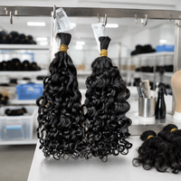 Cheveux humains bouclés des Caraïbes en gros, sans trame, en vrac, bruts, pour tressage, effet mouillé et ondulé