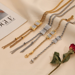 2024 ใหม่ 18K Pvd Gold Platedทําให้เสื่อมเสียฟรีWaterdropสแตนเลสพู่แฟชั่นสร้อยคอต่างหูชุดเครื่องประดับสําหรับผู้หญิง - Product Image 5