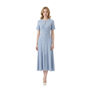 Nuovo <span class=keywords><strong>Abito</strong></span> Lungo da Donna 2026, Elegante e di Alta Qualità, <span class=keywords><strong>in</strong></span> <span class=keywords><strong>Maglia</strong></span> a Maniche Corte, con Scollo a O, Aderente e <span class=keywords><strong>Svasato</strong></span>, per Feste e Occasioni Casual - Product Image 1
