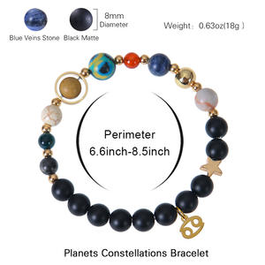 12 Signo de la estrella del zodiaco Constelaciones Planeta Sol Mercurio Venus <span class=keywords><strong>Luna</strong></span> Marte Júpiter Saturno Horóscopo Pulsera de cuentas de piedra natural - Product Image 2