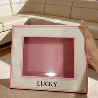 Boîte cadeau en papier laminé personnalisée pour gâteaux, pâtisseries, bonbons, chocolats, macarons, avec fenêtre transparente en plastique
