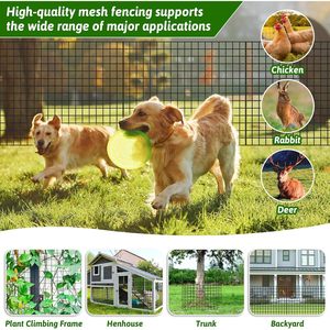 Lucomb Welded <b>Wire</b> Fence 23.62Inch x 59.06Ft Black PVC Coated Garden Dog Barrier Roll Outdoor Fencing <b>Mesh</b> - Product Image 4