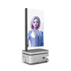 شاشة عرض رقمي تعمل باللمس ذات شاشة OLED شفافة مزدوجة الأوجه قابلة للنقل شاشة عرض عمودية رفيعة للغاية