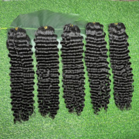 Cheveux humains vietnamiens de qualité 12A, cuticules alignées, ondulation profonde # Extensions de cheveux humains noirs naturels 1B pour crochet