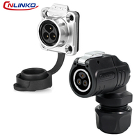 Connecteur Cnlinko LP16 90 degrés 3 broches IP68, connecteur circulaire étanche à visser en plastique, connecteur d'aviation, connecteur électrique