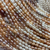 Perles de riz naturelles d'eau douce authentiques de 4-5 mm, couleur champagne, fortes, semi-finies, pour la fabrication de bijoux faits main DIY, Chine Zhejiang