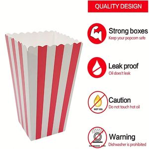 Cajas de Palomitas Rojas a Rayas - Mini Contenedores de Papel para Palomitas y Dulces para Fiestas de Carnaval, Suministros para Fiestas de Noche de Cine - Product Image 4