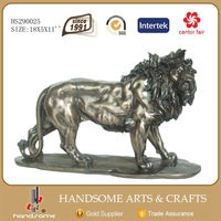 Statues de lion en résine de 18 pouces grande sculpture animale en argent pour la décoration de la maison de jardin