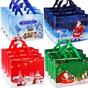 Christmas Cartoon Reusable PP non woven <b>Medium</b> <b>Size</b> Shopping <b>Bags</b> Eco Friendly Large Capacity Holiday Gift Tote <b>Bag</b> No Shopping - Product Image 3