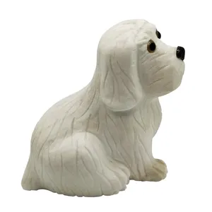 Natural White Marble Small Sit Dog Stone Carvings And Mini YI NU Stone Sculpture Statue Table Mini Ornament Goods