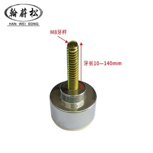 Pied de meuble HAN WEI SONG, filetage M8, hauteur réglable 10-140 mm, base ronde en alliage de zinc et acier au carbone - Product Image 1