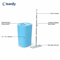 Alat Pel Lantai Datar Dual-Drive Plastik PP 2 Kepala Pel untuk Dapur Set Alat Pel dan Ember