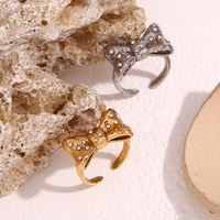 Micro Insert Zircon Arc Chevalière Bague Bijoux De Mode Bagues 18K Plaqué Or En Acier Inoxydable Bijoux De Fiançailles
