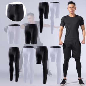 Ensemble de sport pour homme à séchage rapide : T-shirt à manches courtes et Legging de compression pour la course et le basketball, Tailles SMLXLXXLXXXL, en Spandex - Product Image 1
