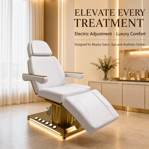 Cama de Belleza Eléctrica de 3 Motores con Base Dorada Ajustable para Clínica Médica y Estética - Product Image 1