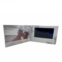 Carte d'invitation vidéo avec écran LCD, couverture rigide, 7,0 pouces, avec papier doré, pour mariage, Europe, carte d'anniversaire, carte postale vidéo