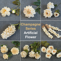 Fleurs artificielles de la série LUYI Champagne, personnalisables par image, pour arrangements de mariage, décoration de la maison, Saint-Valentin, Thanksgiving