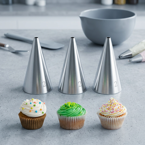 3pcs No.2 Small Round Piping Tip, Nozzle for Macaron, Puff, Cream Line Writing, <b>Cake</b> <b>Decorative</b> <b>supplies</b> - Product Image 2