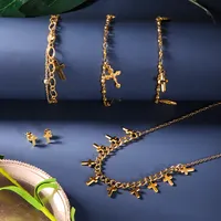 Yaranci Christian Jewelry bracciali con ciondolo croce in acciaio inossidabile a doppia catena per donna